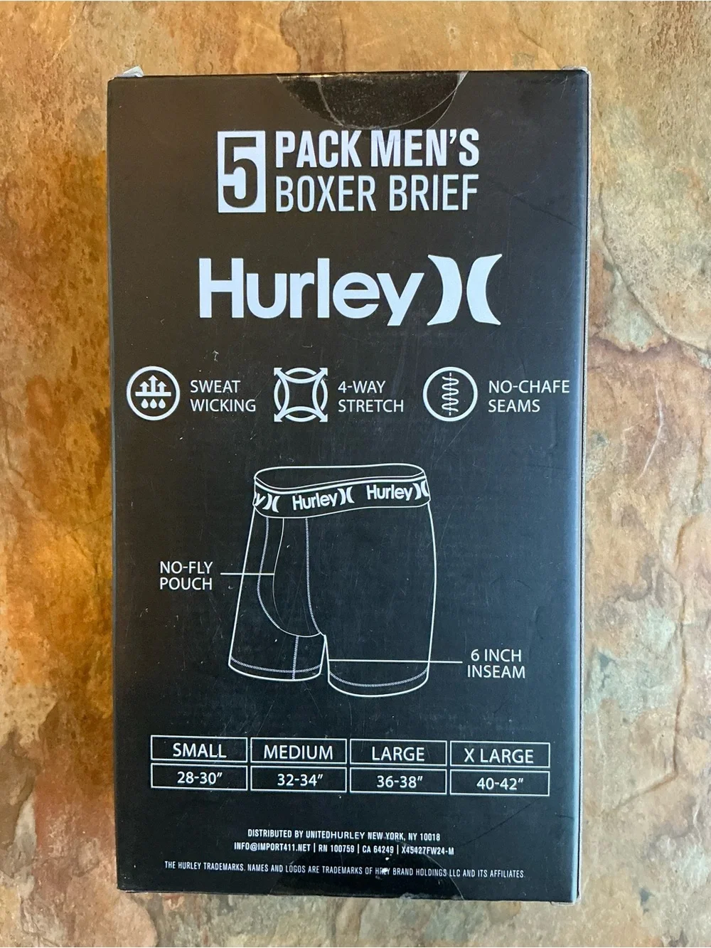 Hurley Men’s 5-Pack Boxer Briefs – Black, Gray, Navy, Green, Blue